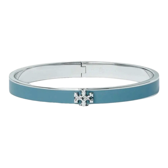 Tory Burch Jewelry - Tory Burch New Kira Blue Enamel Hinge Silver-Toned Bracelet